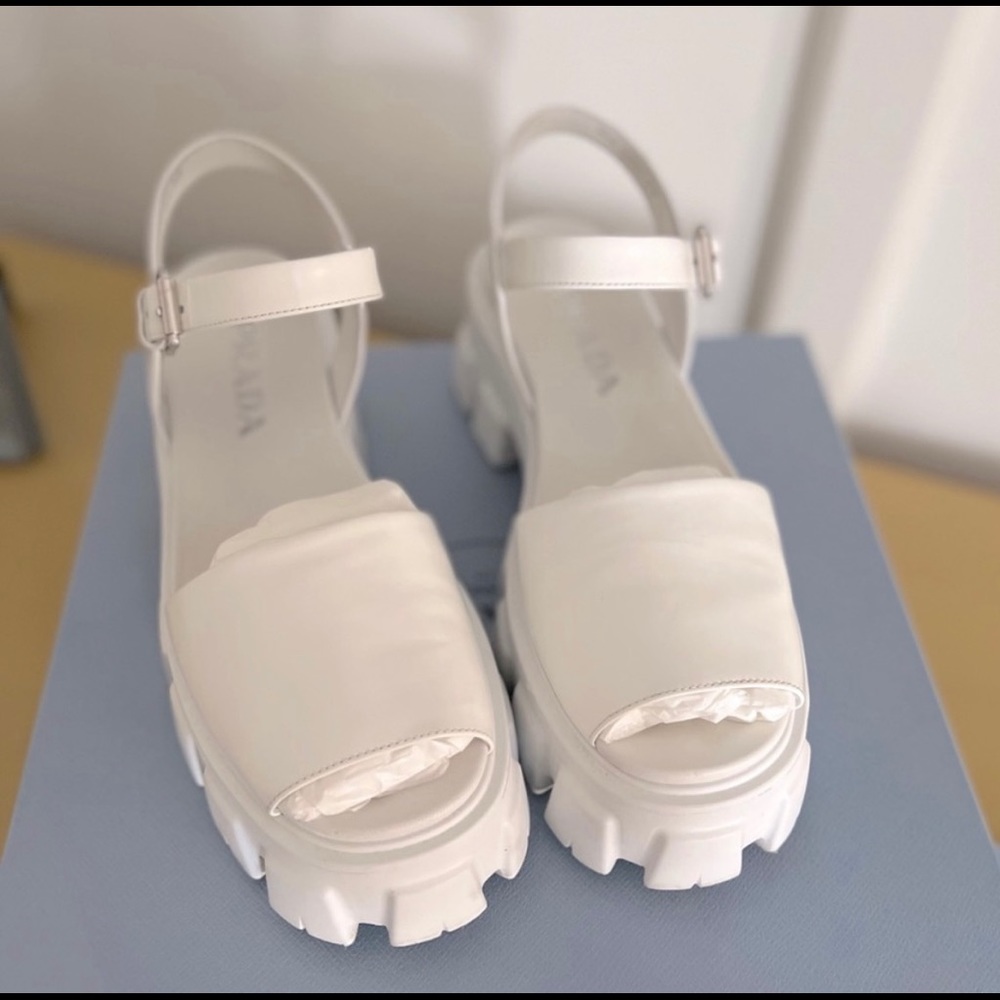 AUTHENTIC Monolith Brushed Leather Prada Sandals